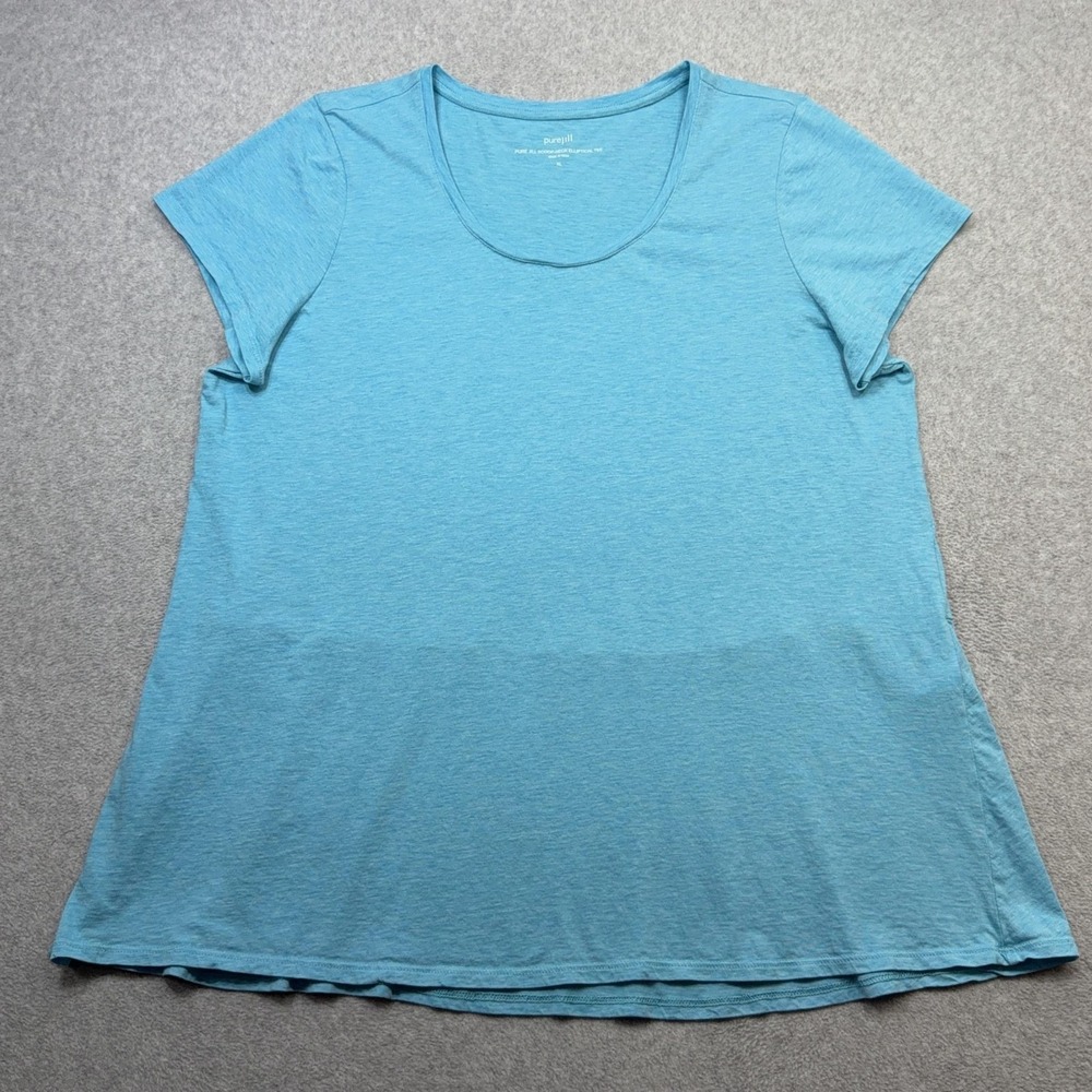 Pure Jill Scoop Neck Elliptical Tee Shirt Women XL Blue Short Sleeve Lightweight